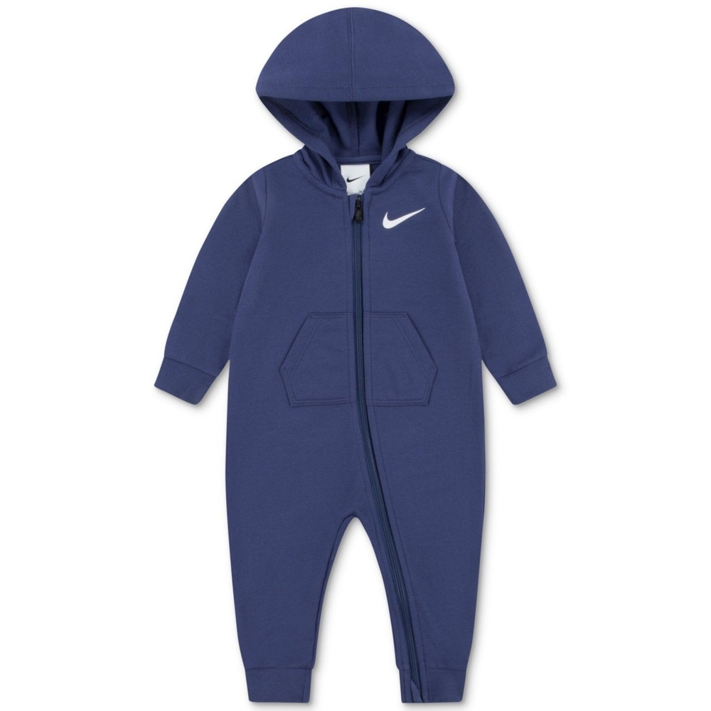 Nike Midnight Navy Essentials Hooded French Terry Full Zip Coverall Baby 9M NEW